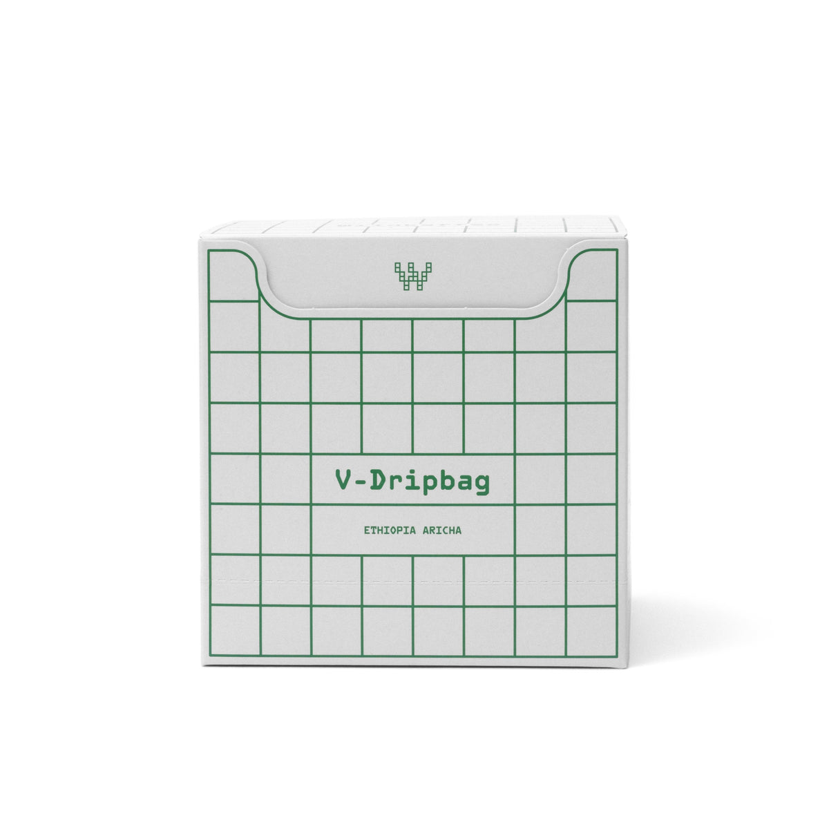 Dripbag Displaybox weiß mit grünem Gitter