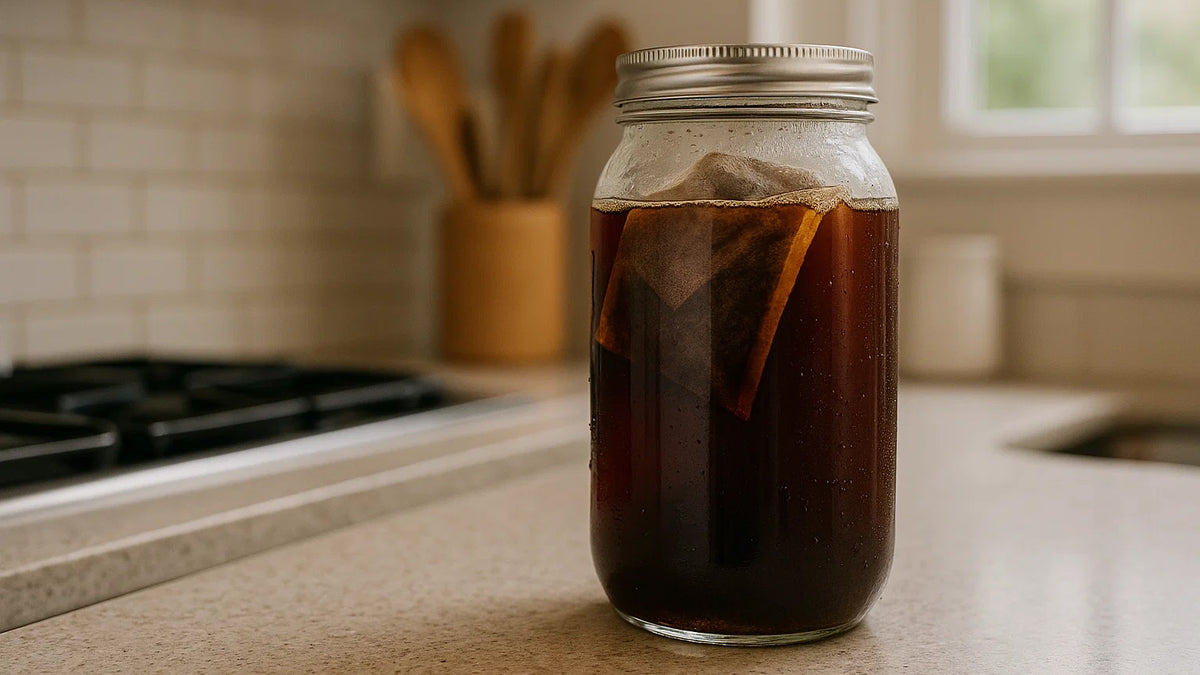 Cold Brew zieht in einem Einweckglas